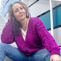 Lace and cable v-neck cardigan with generous ease