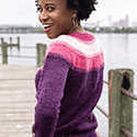 Pullover with linen-stitch stripes at the yoke