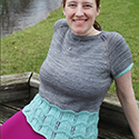 Stockinette tee, raglan sleeves, with easy lace section under the chest