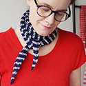 Thin striped Tunisian Crocheted neck scarf