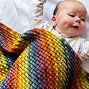 Oversized textured-stitch striped baby or lap blanket