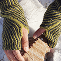 diagonally stripy fingerless mitts