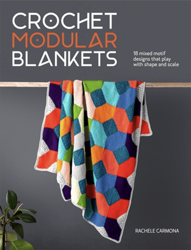 The cover of Crochet Modular Blankets, featuring a blank with a motif that looks like multicolored octagons/circles.