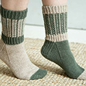 Cozy socks with a slip-stitch patterned cuff inspired by plaid patterns
