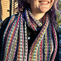 Lengthwise-knitted scarf designed for leftover yarns