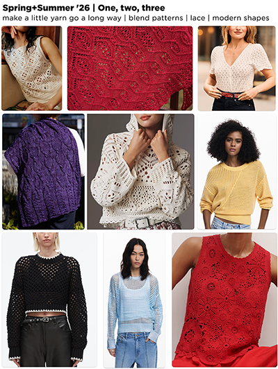 Spring+Summer mood board, featuring lacy garments and accessories